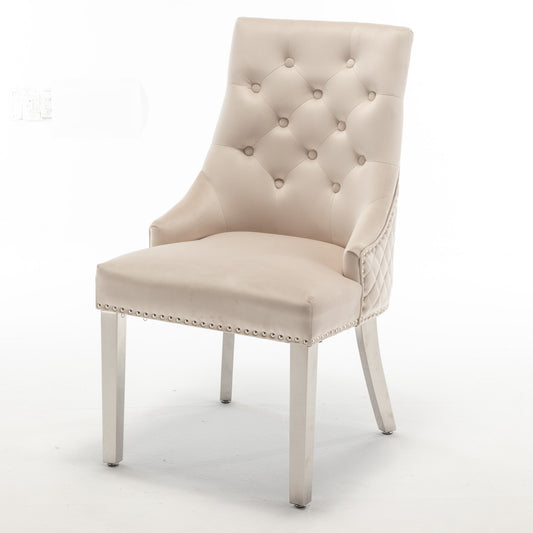 Lot de 2 chaises LION matelassée et cloutée chrome velours