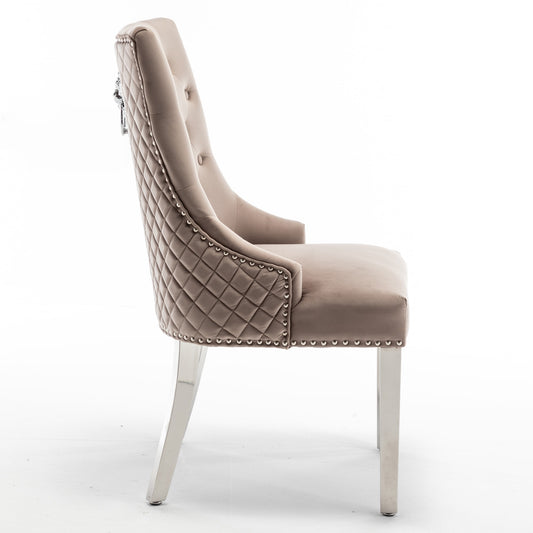 Lot de 2 chaises LION matelassée et cloutée chrome velours