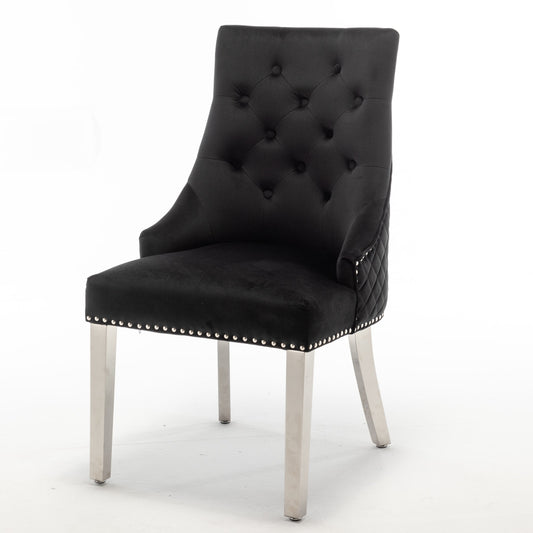 Lot de 2 chaises LION matelassée et cloutée chrome velours