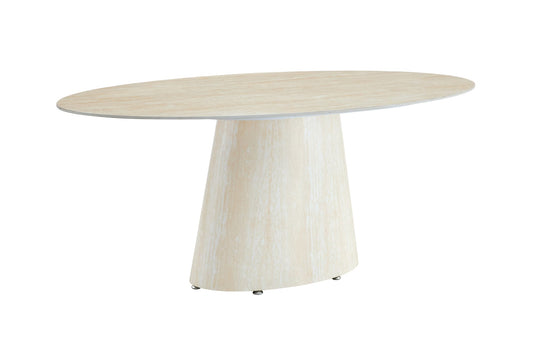 TABLE REPAS OVA TRAVERTIN CERAMIQUE TRAVERTIN 180CM