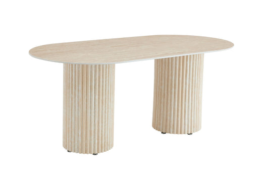 TABLE A MANGER KEYSHA TRAVERTIN CERAMIQUE TRAVERTIN 180x90cm (DT992)