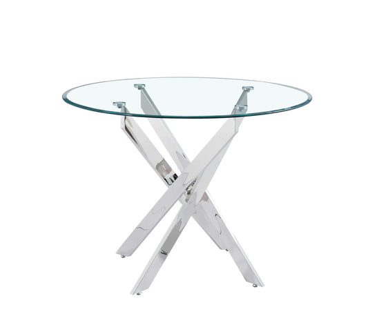 Table a manger ronde JESSICA chrome XXL 120 cm 4 couverts