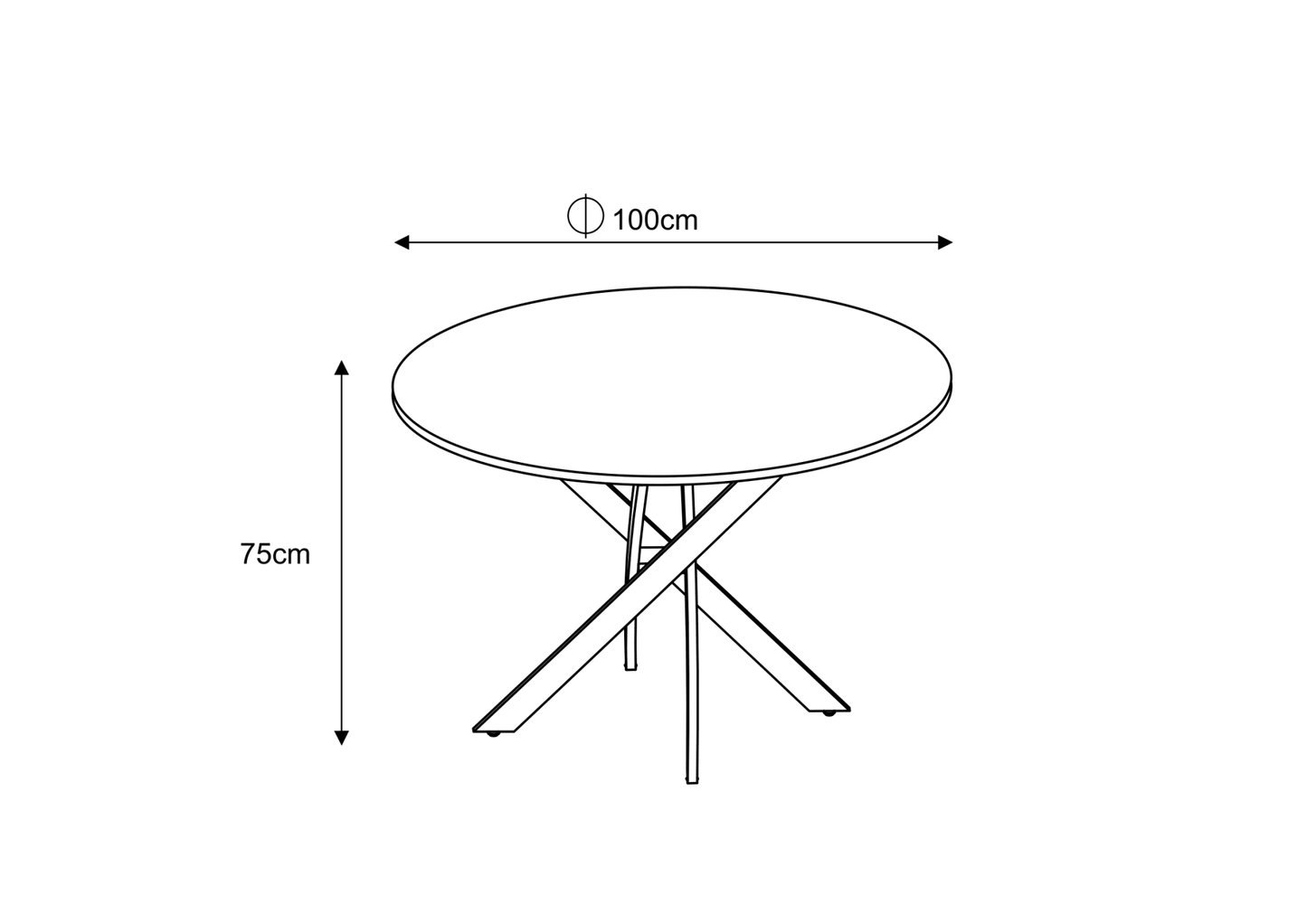 Table à manger ronde JESSICA chrome 100 cm 4 couverts