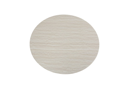 TABLE A MANGER BAIETAA CERAMIQUE EFFET TRAVERTIN PIED TRAVERTIN 120x75CM