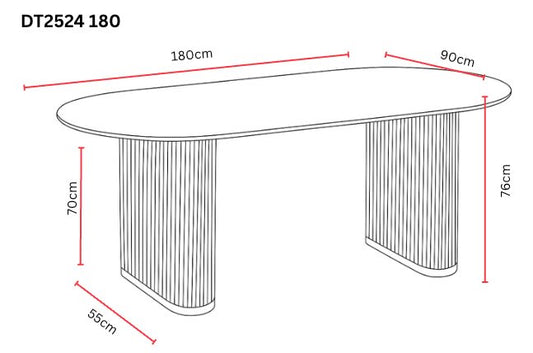 TABLE A MANGER SELENA PIED METAL NOIR PLATEAU EN CERAMIQUE MARBRE BLANC 180x90cm