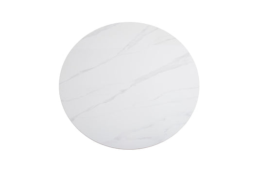 TABLE REPAS ANAÏS PIEDS TRAVERTIN PLATEAU CERAMIQUE MARBRE BLANC 120CM