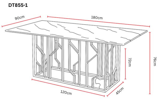 TABLE REPAS PORTOFINO GOLD MARBRE BLANC 180 x 90 CM