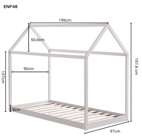 Lit cabane ROBINSON en bois 90x190 cm avec sommier intégré