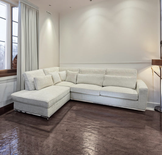 CANAPE MARBELLA ANGLE GAUCHE TISSUS BLANC 315X230cm