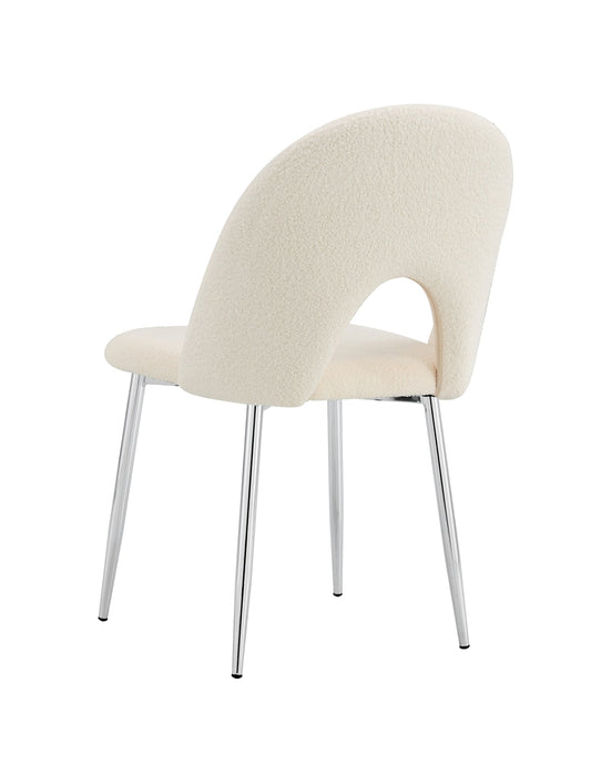 CHAISE TEDDY DOUDOU BEIGE PIED CHROME