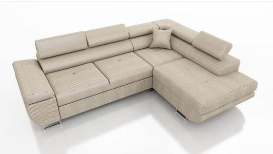 CANAPE TOULOUSE ANGLE DROIT COTELE ECRU 275x205cm