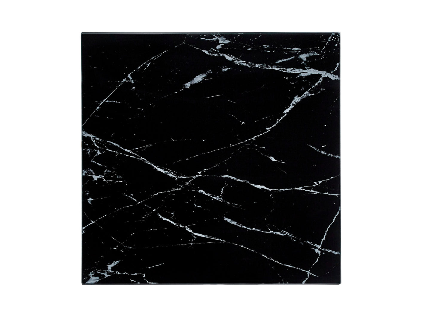 TABLE BASSE ALINA METAL NOIR VERRE MARBRE NOIR 80X80X45CM