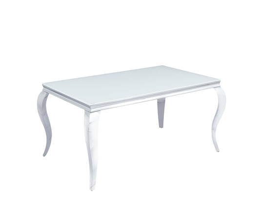 TABLE REPAS BAROQUE CHROME BLANC ULTRA 150x90x75 cm