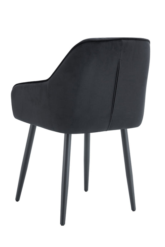 CHAISE AVEC ACCOUDOIR JADE PIEDS METAL NOIR VELOURS NOIR