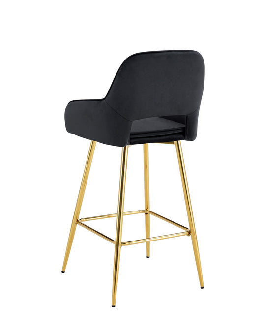 TABOURET DE BAR ATHENA PIED GOLD VELOURS NOIR