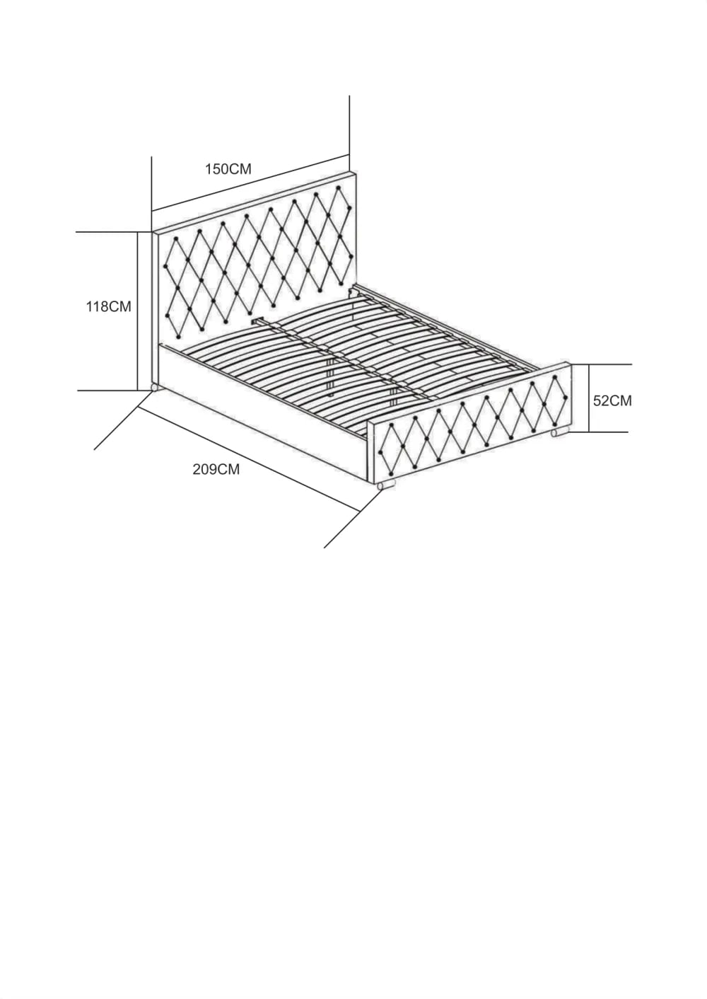 Lit 2 places 140x190 cm PRESTIGE velours sommier inclus