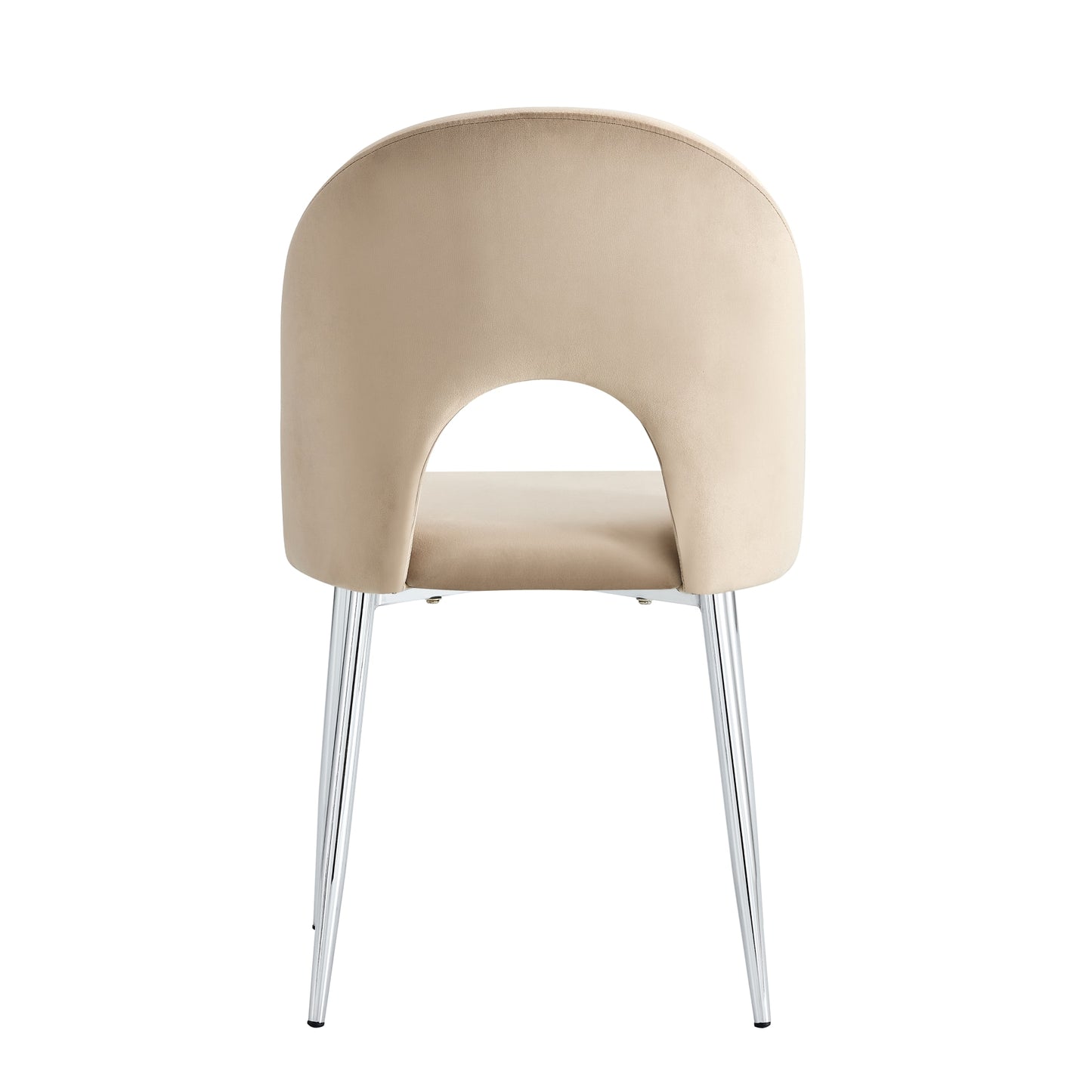CHAISE TEDDY VELOURS TAUPE PIED CHROME