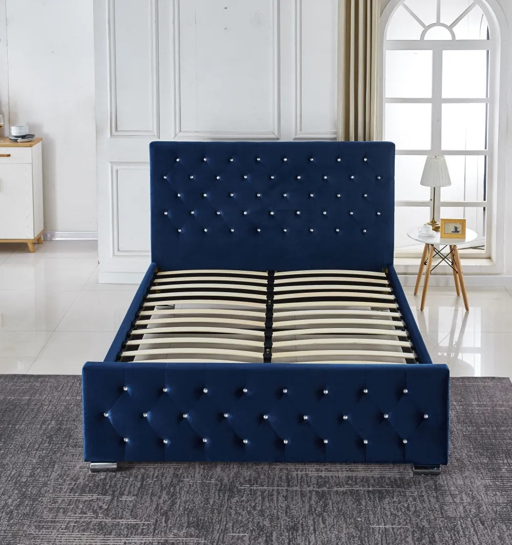 Lit 2 places 140x190 cm PRESTIGE velours sommier inclus