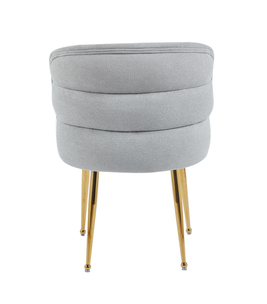 CHAISE SACHA PIEDS GOLD ASSISE GRIS TISSU EFFET LIN