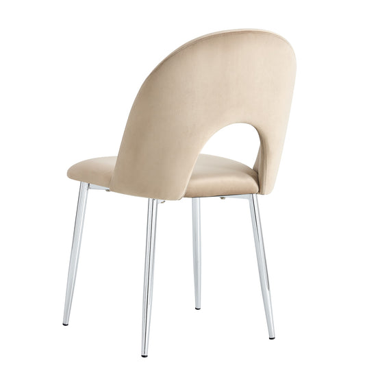 CHAISE TEDDY VELOURS TAUPE PIED CHROME