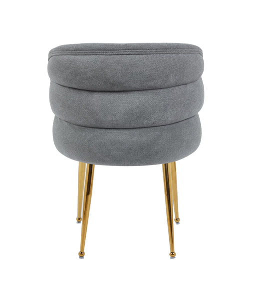 CHAISE SACHA PIEDS GOLD ASSISE ANTHRACITE TISSU EFFET LIN