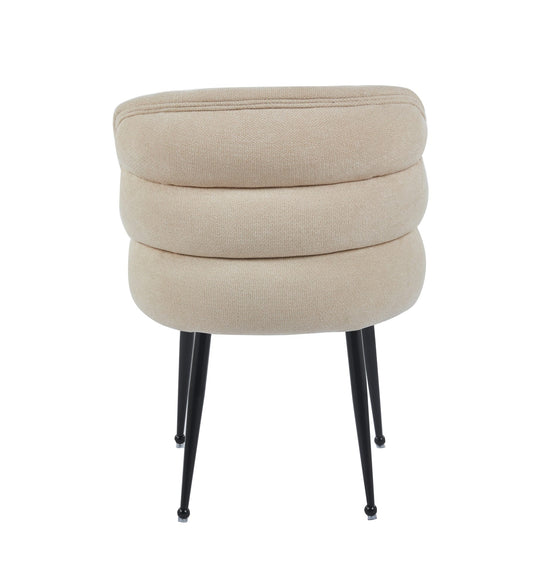 CHAISE SACHA PIEDS METAL NOIR ASSISE MOKA TISSU EFFET LIN