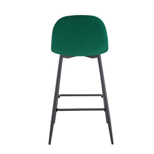 TABOURET DE BAR SCANDINAVE PIED METAL NOIR VELOURS VERT SAPIN