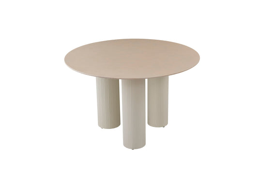 TABLE REPAS ANAÏS PIEDS BEIGE PLATEAU CERAMIQUE BEIGE BRILLANT 120CM