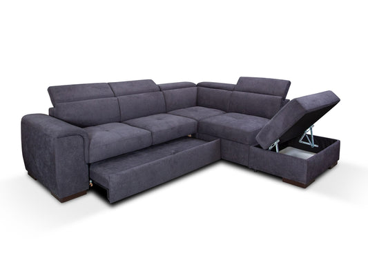 CANAPE CAPRI CONVERTIBLE ANGLE REVERSIBLE TISSUS ANTHRACITE WATERPROOF 264X255CM