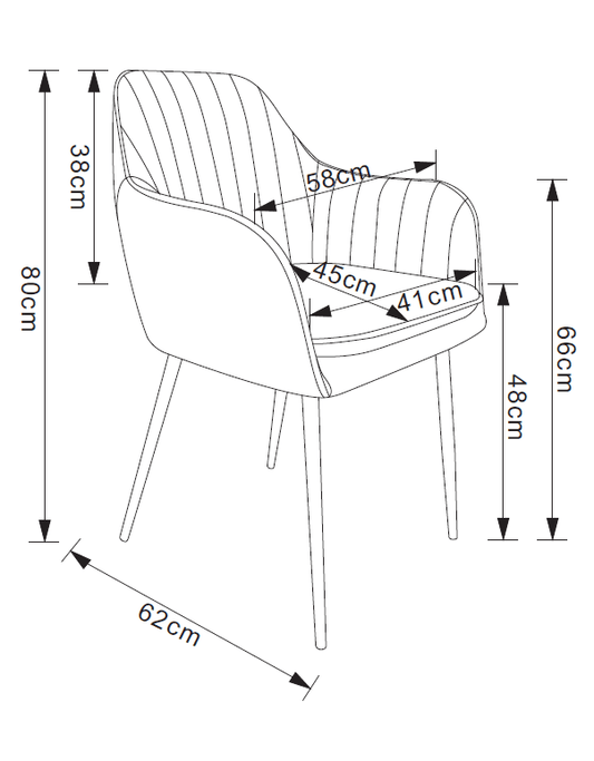 CHAISE AVEC ACCOUDOIR KANVAS PIEDS METAL NOIR VELOURS ANTHRACITE