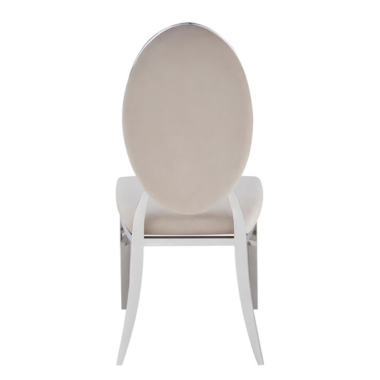 CHAISE MEDAILLON CAPITONNEE CHROME VELOURS MOKA