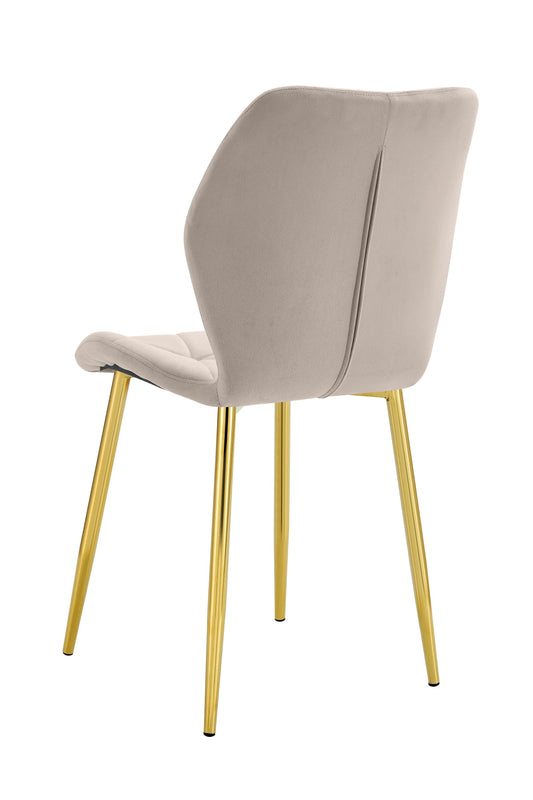 CHAISE COQUILLAGE VELOURS TAUPE PIED GOLD