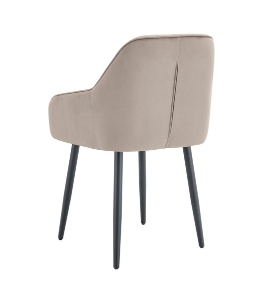 CHAISE AVEC ACCOUDOIR JADE PIEDS METAL NOIR VELOURS TAUPE