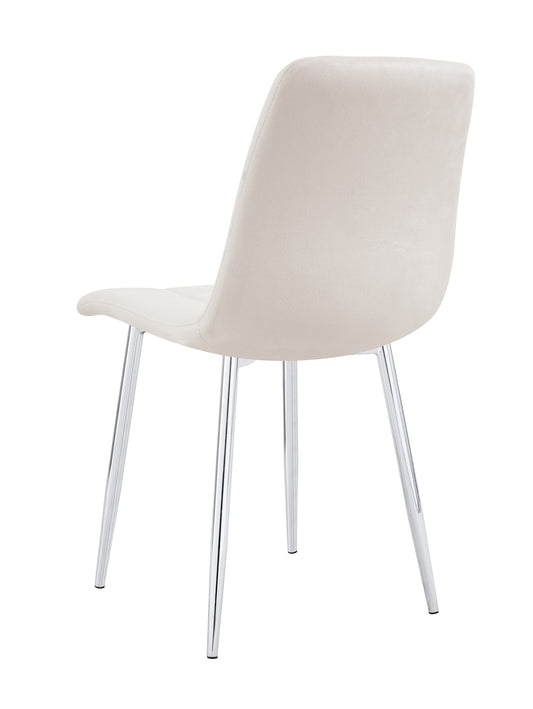 CHAISE ELISA PIED CHROME VELOURS BEIGE