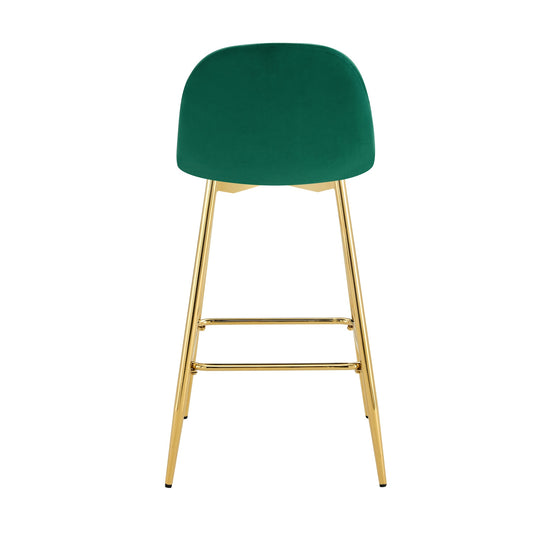 TABOURET DE BAR SCANDINAVE PIED GOLD VELOURS VERT SAPIN