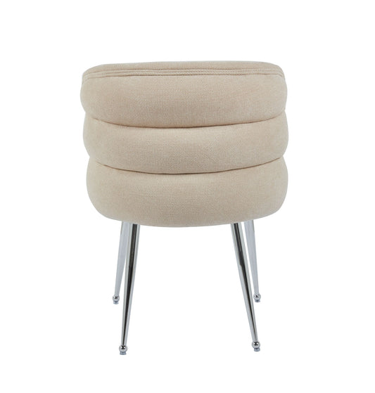 CHAISE SACHA PIEDS CHROME ASSISE MOKA TISSU EFFET LIN