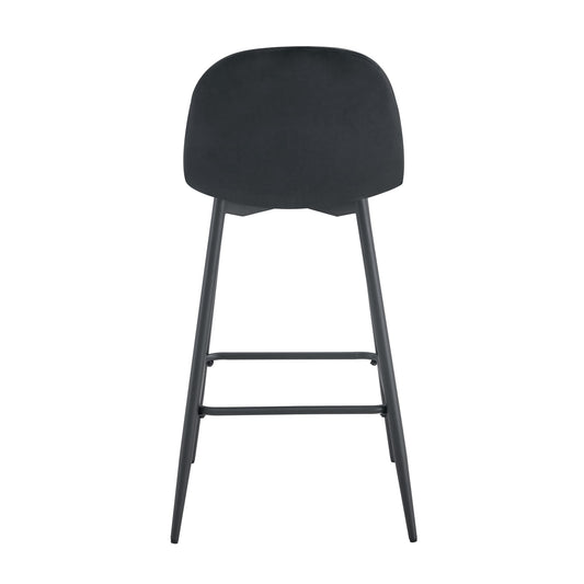 TABOURET DE BAR SCANDINAVE PIED METAL NOIR VELOURS NOIR