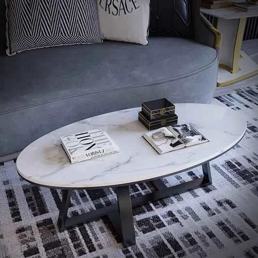 TABLE BASSE GAMMA METAL PIERRE MARBRE 120 x 60 x 45 CM