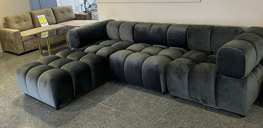 3+1 CANAPE RITZ MODULABLE VELOURS ANTHRACITE 285x190cm