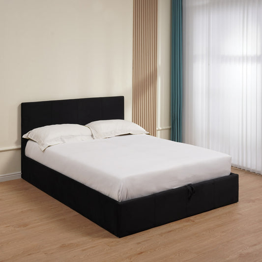 LIT COFFRE BASTIEN VELOURS NOIR 140X190