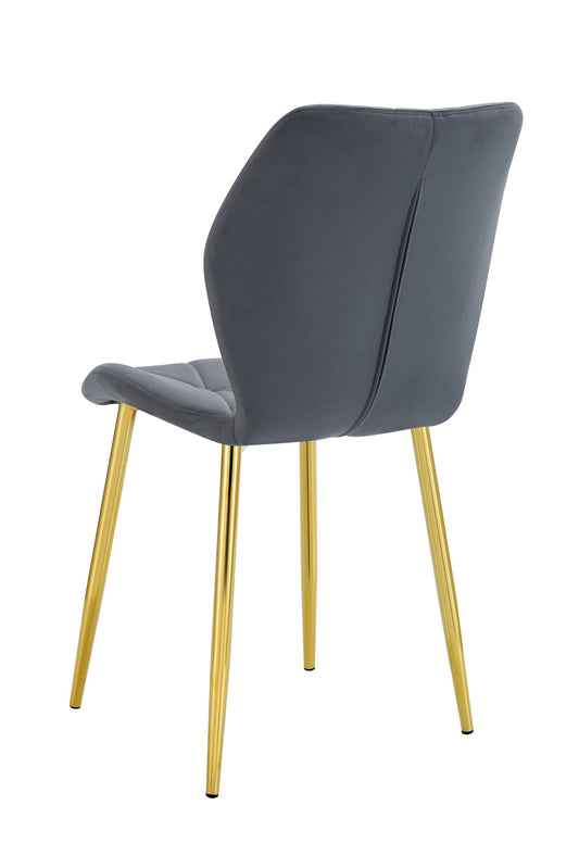 CHAISE COQUILLAGE VELOURS ANTHRACITE PIED GOLD