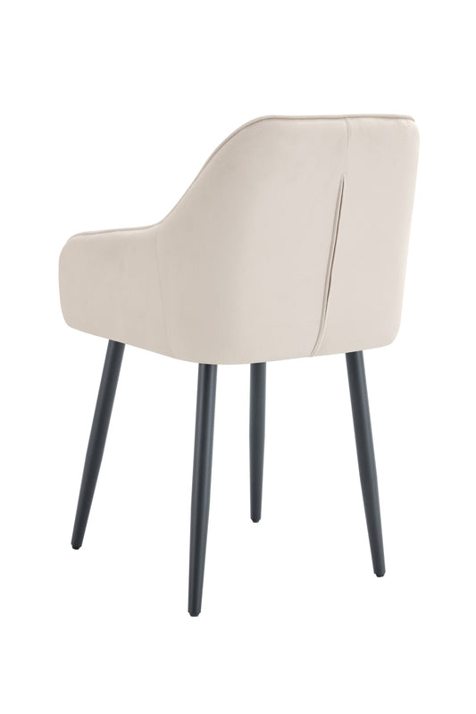 CHAISE AVEC ACCOUDOIR JADE PIEDS METAL NOIR VELOURS BEIGE