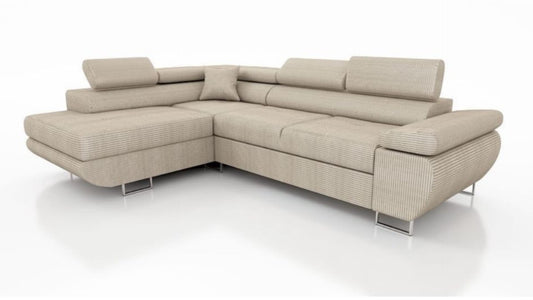 CANAPE TOULOUSE ANGLE GAUCHE COTELE ECRU 275x205cm