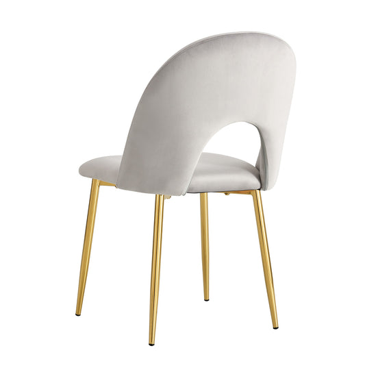 CHAISE TEDDY VELOURS GRIS PIED GOLD