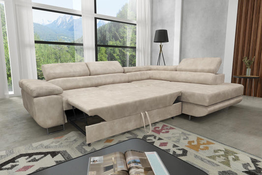 CANAPE TOULOUSE ANGLE DROIT BEIGE CHAMPAGNE 275x205cm