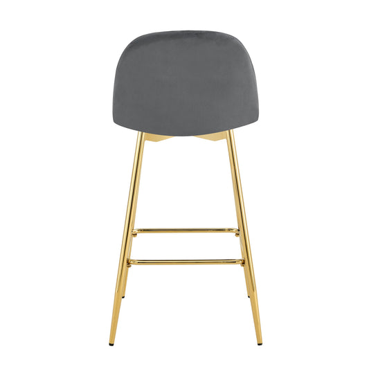 TABOURET DE BAR SCANDINAVE PIED GOLD VELOURS ANTHRACITE