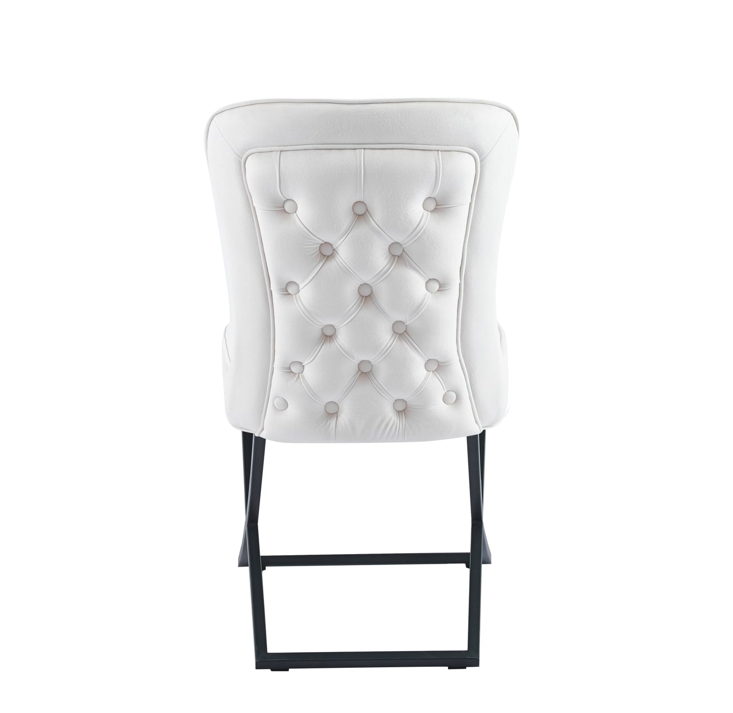 CHAISE GABRIELLE METAL NOIR VELOURS ECRU