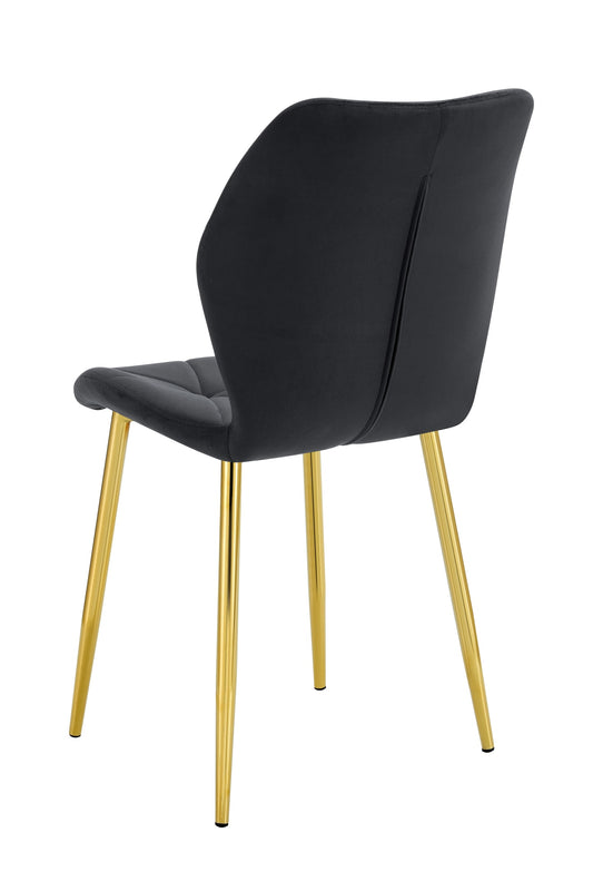 CHAISE COQUILLAGE VELOURS NOIR PIED GOLD