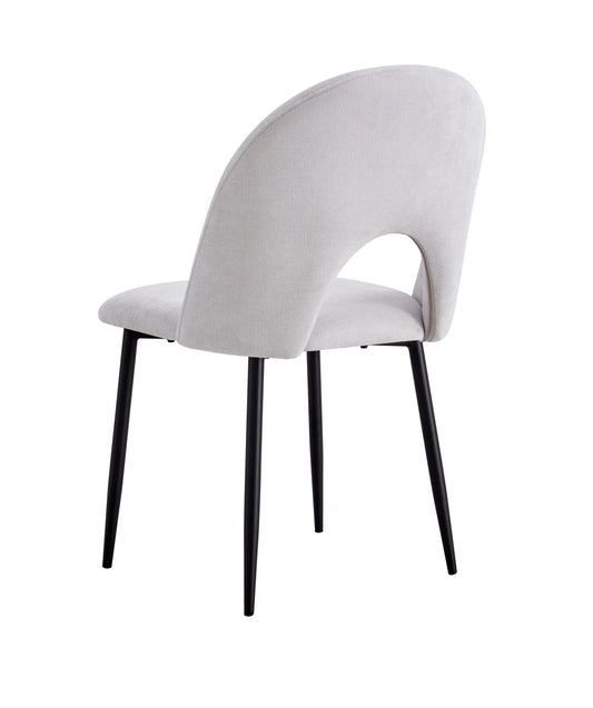 CHAISE TEDDY CHENILLE LIGHT GREY PIED METAL NOIR