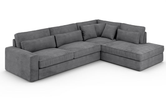 CANAPE LE BRISTOLA ANGLE DROIT COTELE GRIS 315X230cm